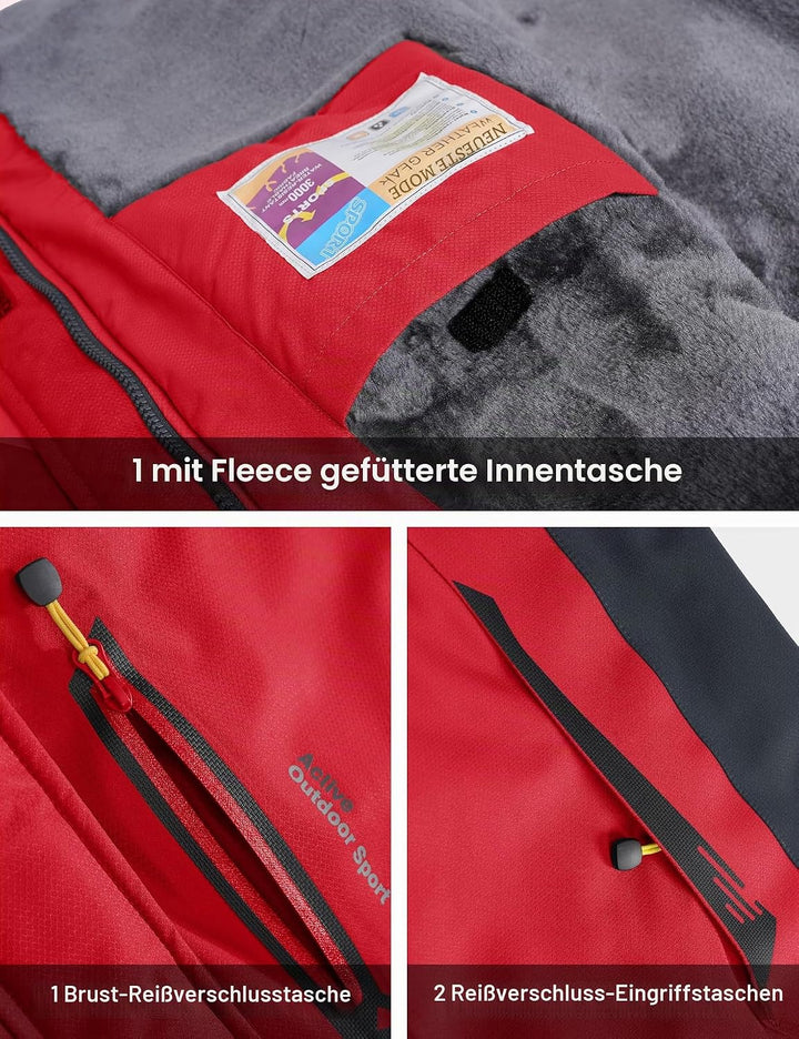 MAGCOMSEN Winterjacke Herren Warm Gefüttert Skijacke Wasserdicht Regenjacke Snowboardjacke Outdoor F