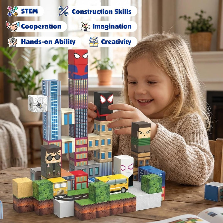 Magnetische Bausteine, 100 Stück 2CM Spider Magnetbausteine Bauwelt Spielzeug für Kinder ab 3 Jahre,