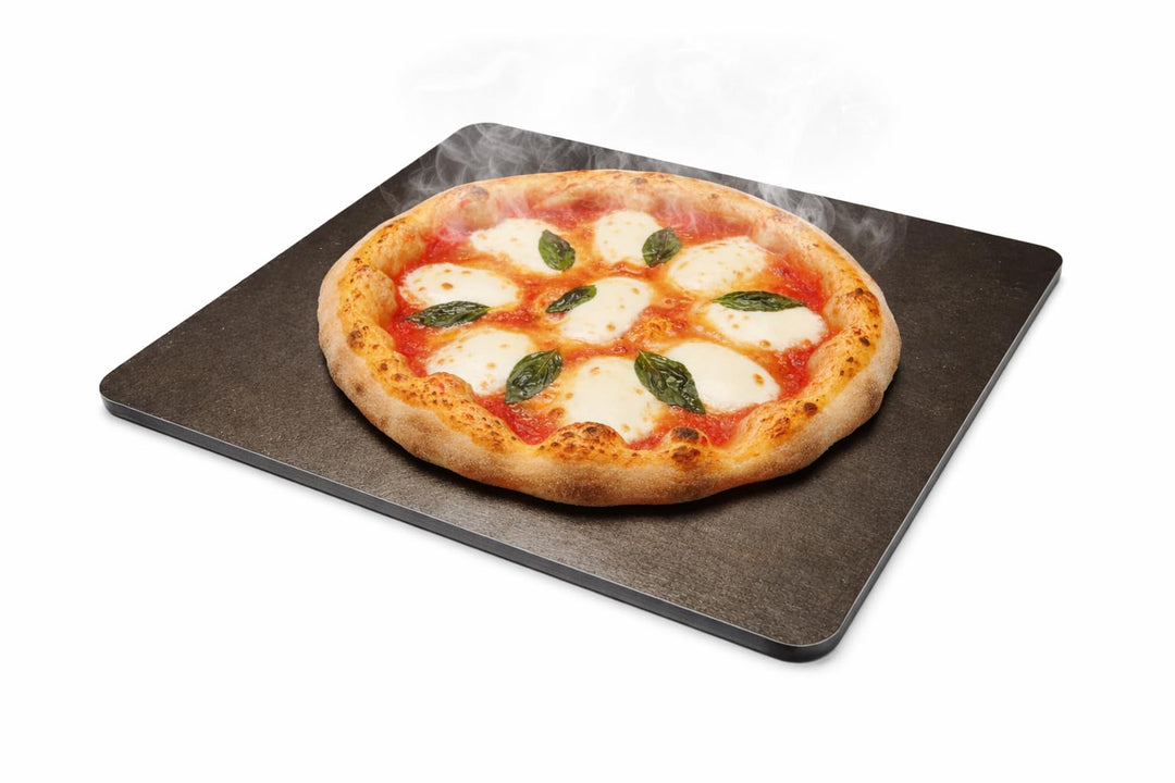 Backstahl für Pizza und Brot 38 x 33 cm / 6 mm Stärke. Premium Pizzastein aus hochwertigem Stahl. Pi