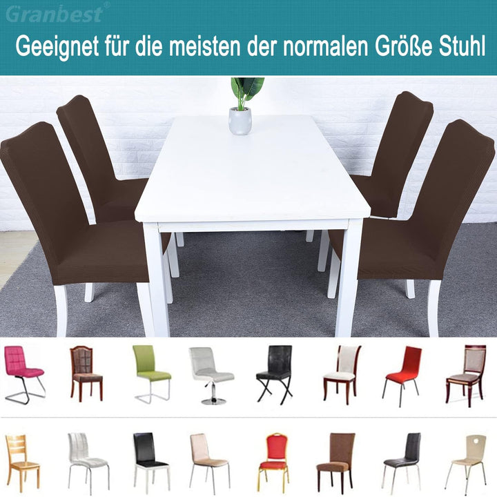 Granbest Premium Wasserdicht Esszimmerstuhl Abdeckungen Satz Von 6, Elastische Hohe Zurück Stuhlhuss