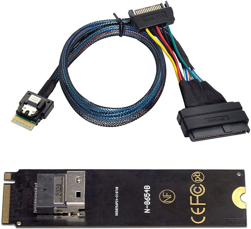 Xiwai NGFF M-Key NVME zu SFF-8654 Slimline SAS Kartenadapter und U.2 U2 SFF-8639 NVME PCIe SSD Kabel