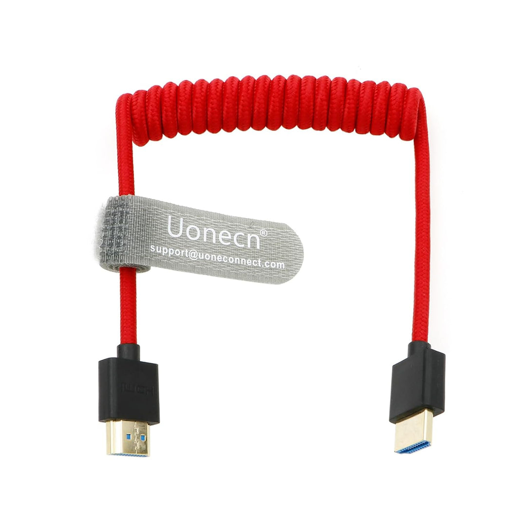 Uonecn HDMI 2.1 8K 60Hz 48Gbps High Speed Spiralkabel Kabel für Kamera & Monitor, kompatibel mit Ato