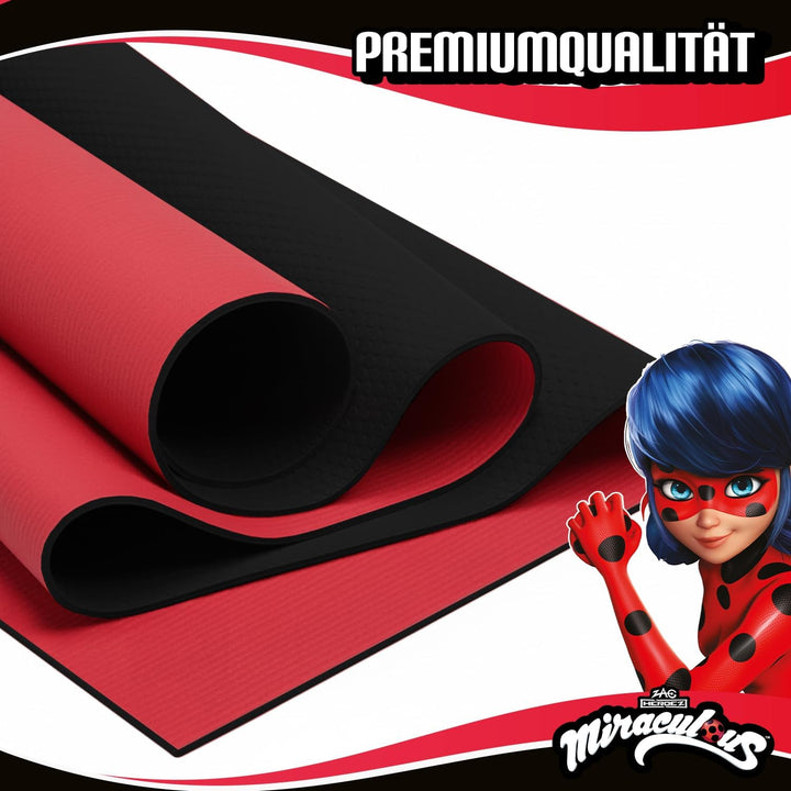Miraculous Offiziell – Kinder Yoga- & Gymnastikmatte Ladybug & Cat Noir (60 × 150 × 0,5 cm) – Rutsch