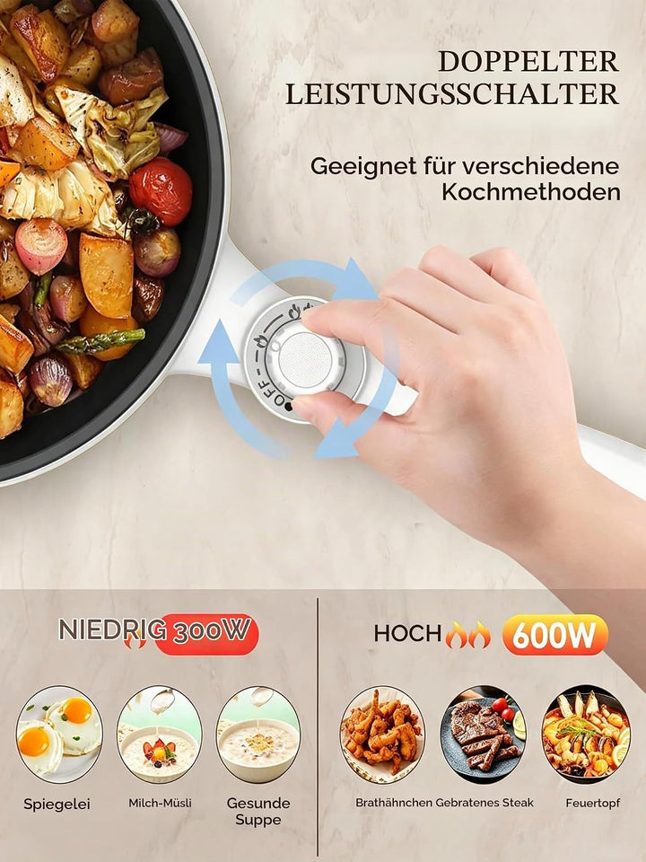 Audecook Elektrische Hot Pot mit Dampfgarer,Elektrische Bratpfanne, Hot Pot Topf 20cm, Antihaft Mini
