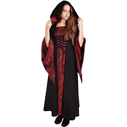 MYTHOLON Ophelia Kleid Bordeaux/schwarz, M, Kleid Mittelalter Damen, LARP, Cosplay, Wikinger, M