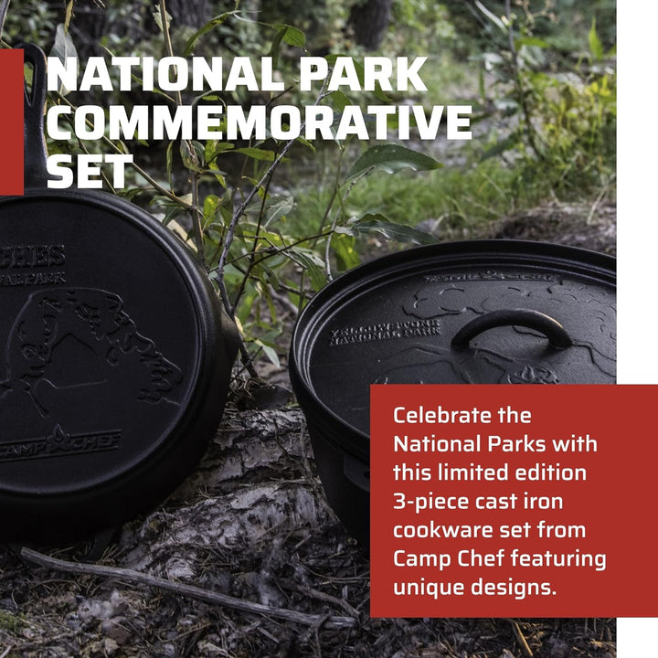 Camp Chef - National Parks Gusseisen-Set (30,5 cm Dutch Oven, 30,5 cm Bratpfanne und Deckel)