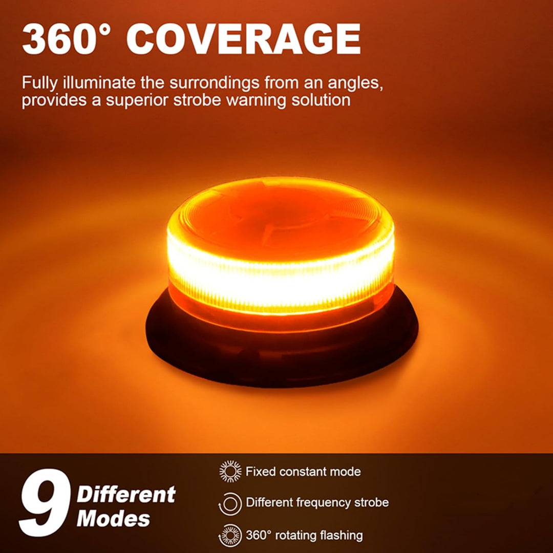 AnTom rundumleuchte akku 9 Blitzmuster 12V 24V Gelb Warnleuchte led magnet mit Autoladekabel und USB