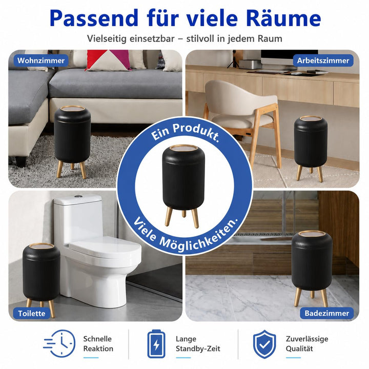 Smart Mülleimer mit Sensor,Weiss,10L,für Küche und Badezimmer, klein Geruchsdichter Trash Can Automa