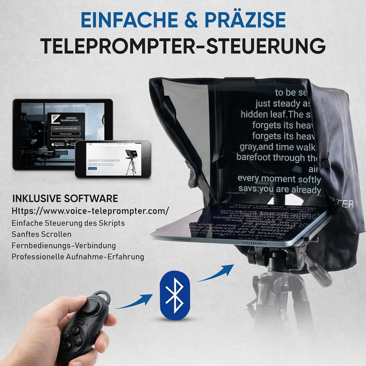 NEO Teleprompter für Kamera, Smartphone & Tablet – Autocue Prompter kompatibel mit DSLR, Webcam & iP