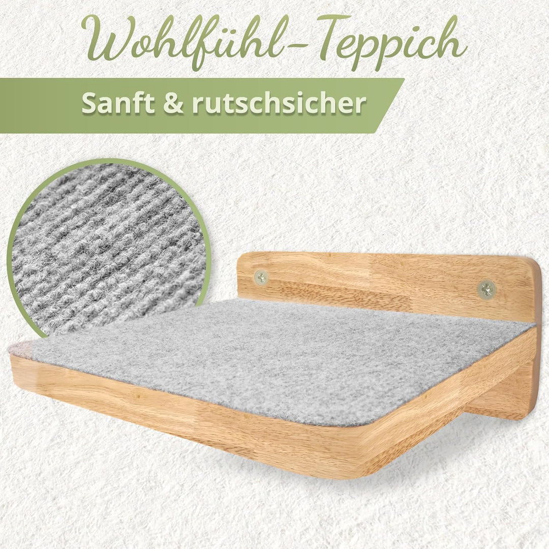 WOOWOOD® Kletterwand Katzen | Katzentreppen 3er-Set | Katzentreppe Wand | Katzen Kletterwand Set | K