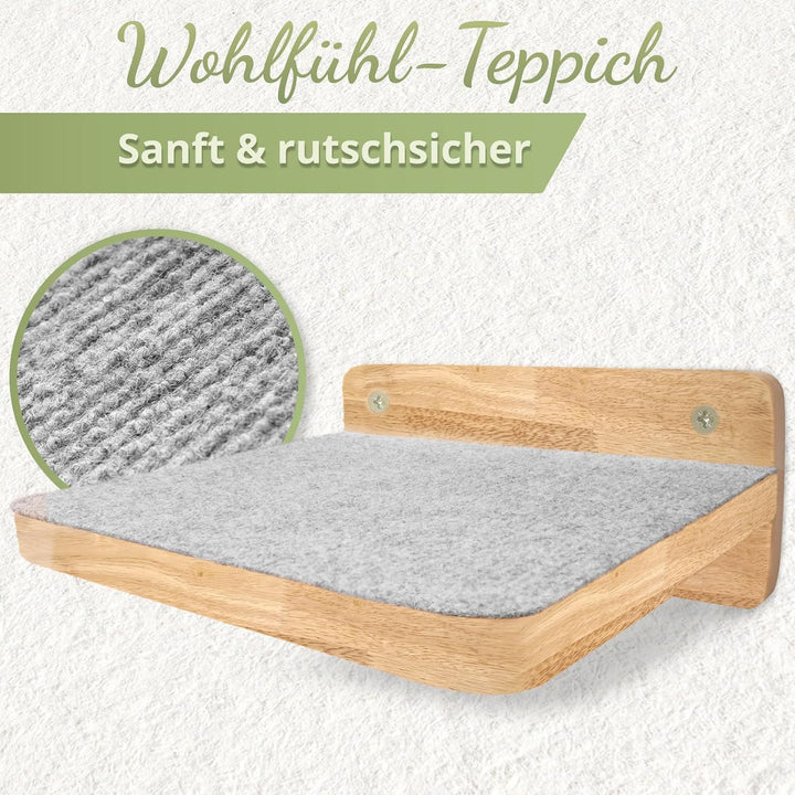 WOOWOOD® Kletterwand Katzen | Katzentreppen 3er-Set | Katzentreppe Wand | Katzen Kletterwand Set | K