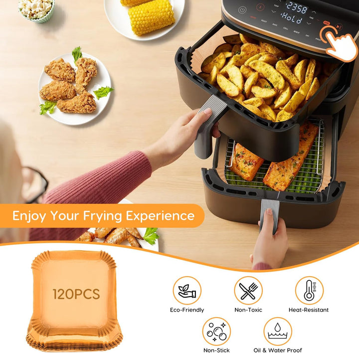 120 Stück Backpapier für HeissLuftfritteuse Cosori Turbo Tower Pro Smart 10,8L , Airfryer Backpapier