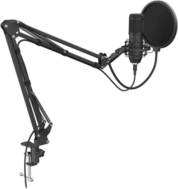 KRUX Edis 1000, Computermikrofon mit verstellbarem Arm, 2.9 m USB-Kabel, Poppfilter, Stossschutzkorb