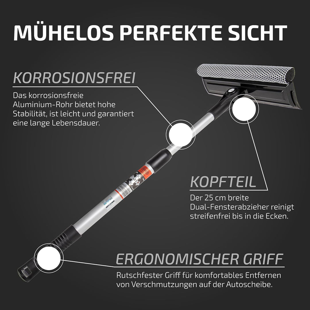 HEYNER® Scheibenreiniger mit Teleskopgriff I klappbar 50-80cm lang I Fensterwischer für Auto, Wohnmo