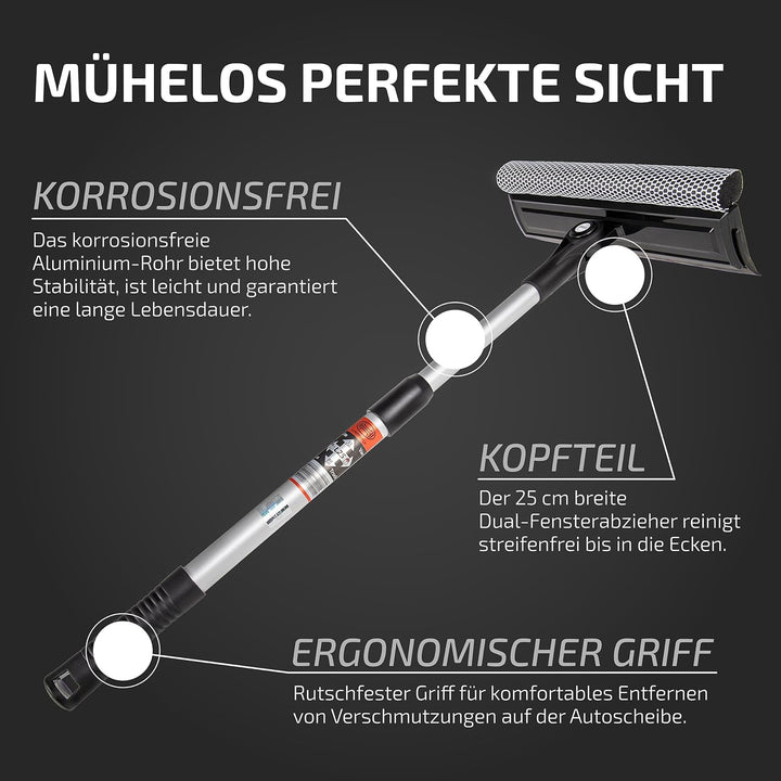 HEYNER® Scheibenreiniger mit Teleskopgriff I klappbar 50-80cm lang I Fensterwischer für Auto, Wohnmo