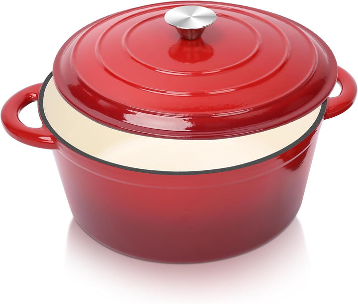 GFTIME Ø28cm Emaille Gusseisen Schmortopf mit Deckel,Dutch Oven für Zuhause, Küche, Gusseisen Bräter