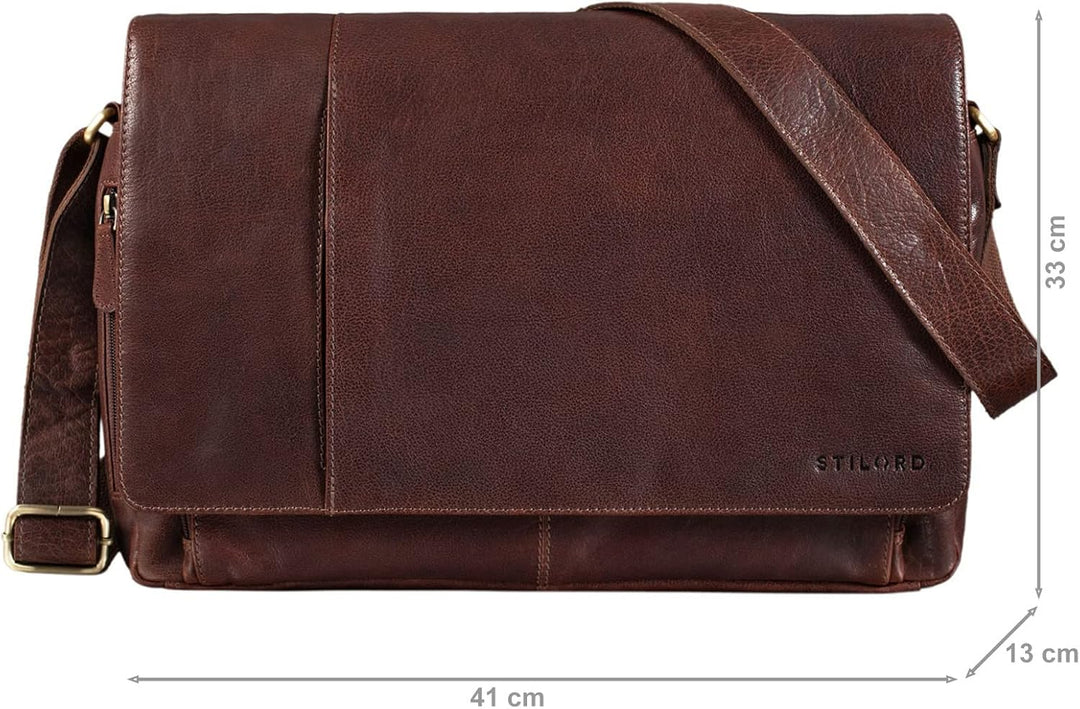 STILORD Vintage Umhängetasche Leder gross für Herren Damen 15.6 Zoll Laptoptasche Unitasche Bürotasc
