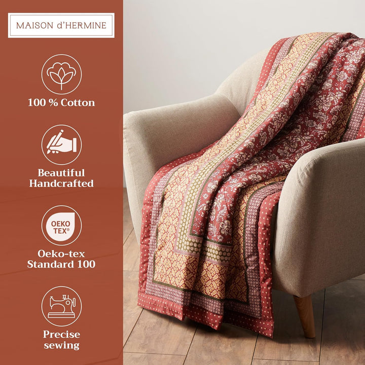 Maison d' Hermine Überwurfdecke für Couch, leicht, weich, warm, atmungsaktiv, Baumwolle, Überwurfdec
