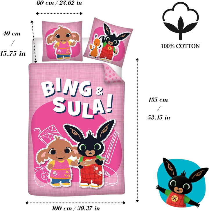 Bing & Sula Kinderbettgrösse Bettwäsche Set | Bettbezug 100x135 cm + Kissenbezug 40x60 cm | 100% Bau