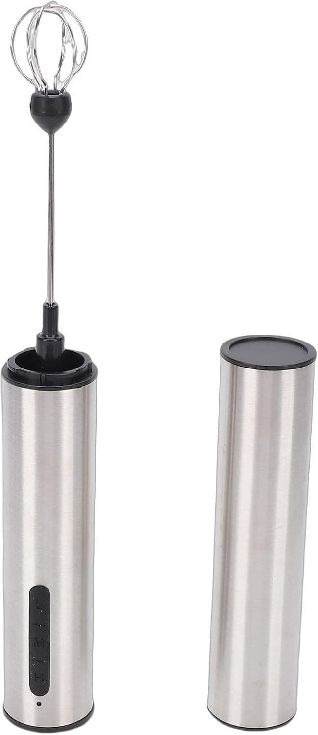 Asixxsix Elektrischer Milchaufschäumer, Wiederaufladbarer Milchaufschäumer aus Edelstahl, Handgerät