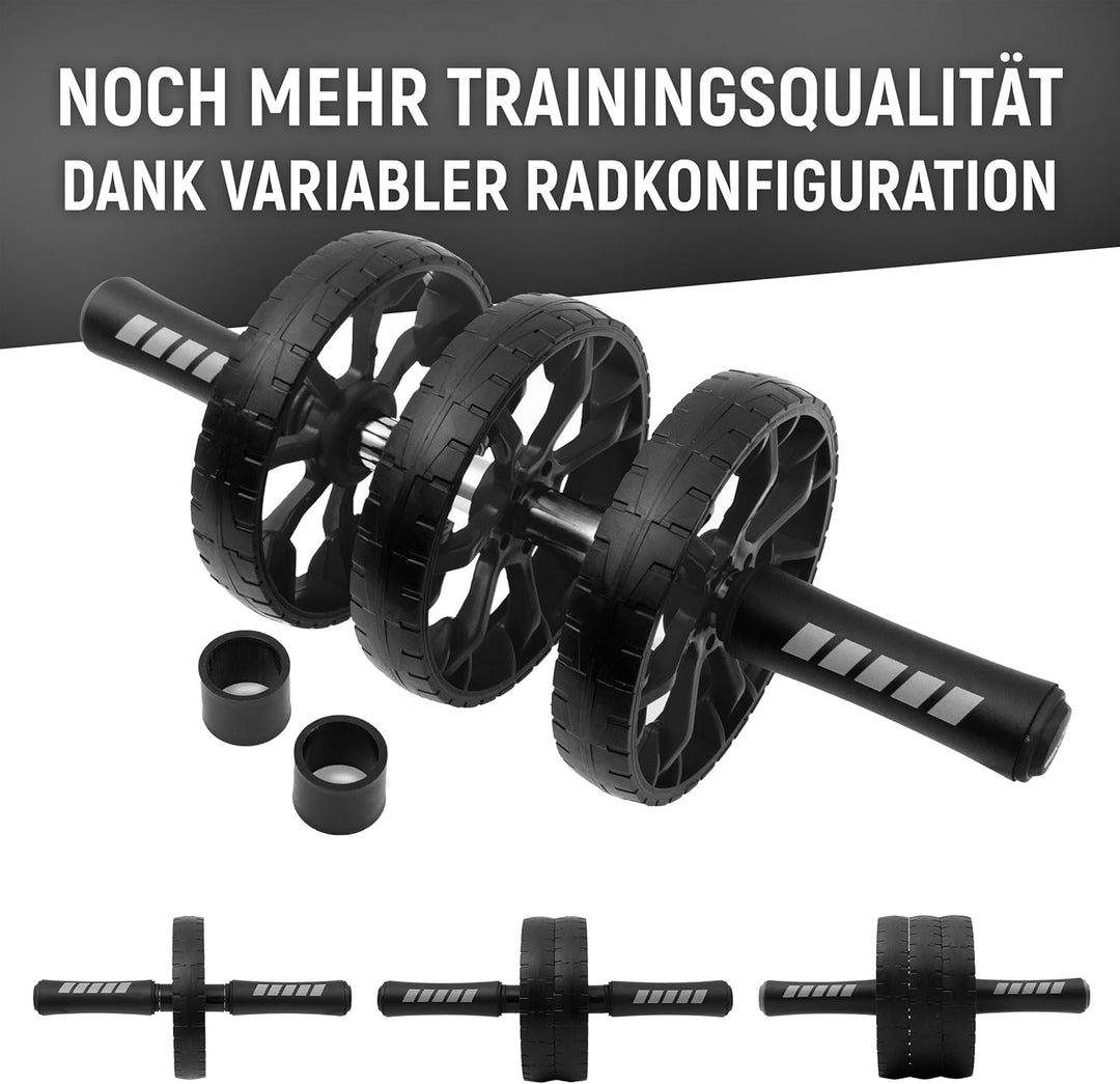 NEOLYMP Bauchtrainer für Zuhause mit Knieauflagen Matte und Bauchroller Videoübungen - Bauchmuskeltr