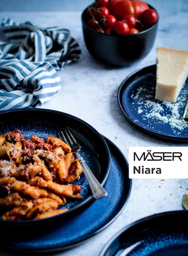 MÄSER Serie Niara, Modernes Suppenteller Set für 4 Personen in aufregendem Vintage Look, grosse tief
