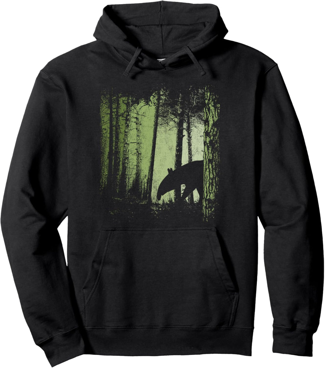 Lässige Tapir Silhouette in Dämmerung | Zwielicht Wald Pullover Hoodie
