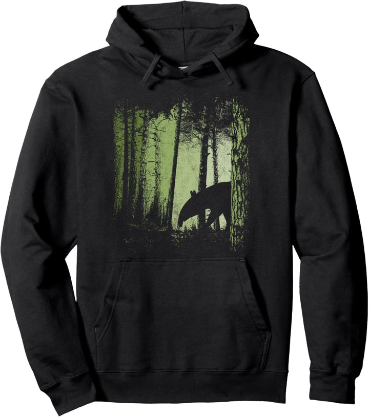 Lässige Tapir Silhouette in Dämmerung | Zwielicht Wald Pullover Hoodie