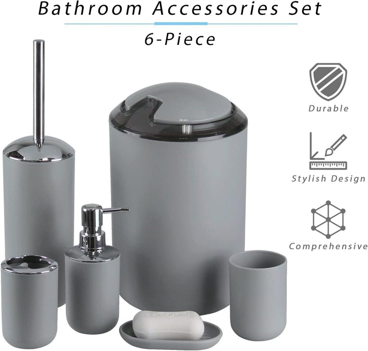 IMAVO Badezimmer-Zubehör-Set, 6-teilig, Kunststoff-Geschenk-Set, Zahnbürstenhalter, Zahnbürstenbeche