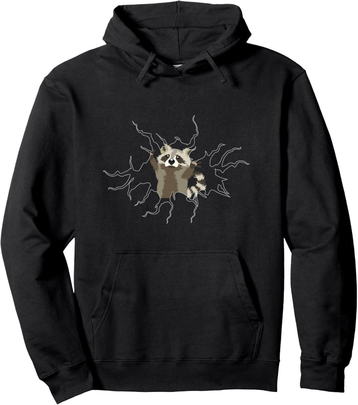 Niedlicher Raccoon Trash Panda Riss Motiv Waschbär Pullover Hoodie