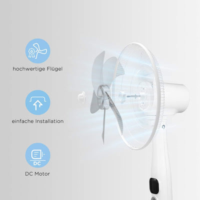 Midea FS40-16CR DC Motor Standventilator leise Extreme,mit Fernbedienung,12 Geschwindigkeiten,12H Ti
