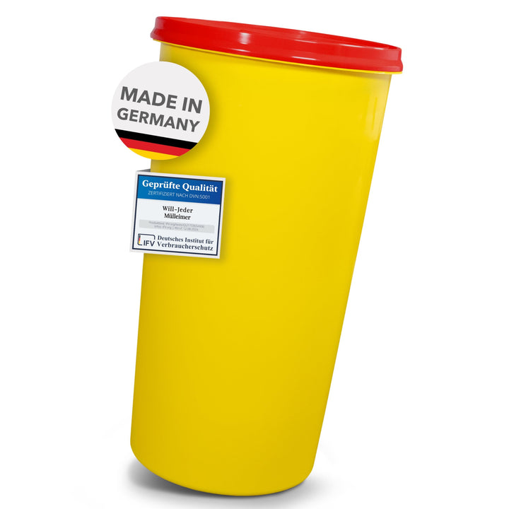 Mülleimer 60l mit geruchsdichtem Deckel (Rot), Gelber Sack Ständer, Made in Germany, Müllsackständer