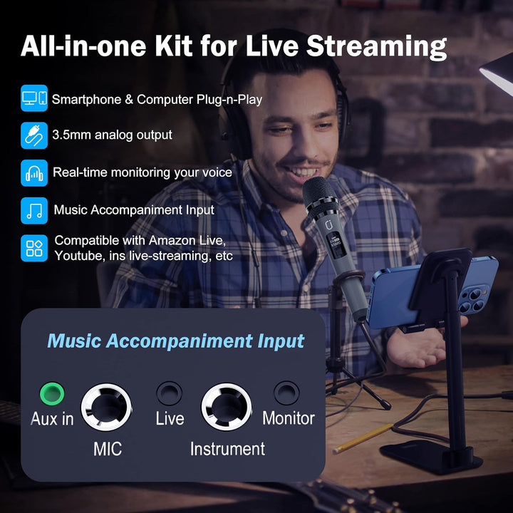 JYX Karaoke Maschine, Karaoke Anlage mit 2 Mikrofonen, Tragbare Bluetooth Lautsprecher für Erwachsen