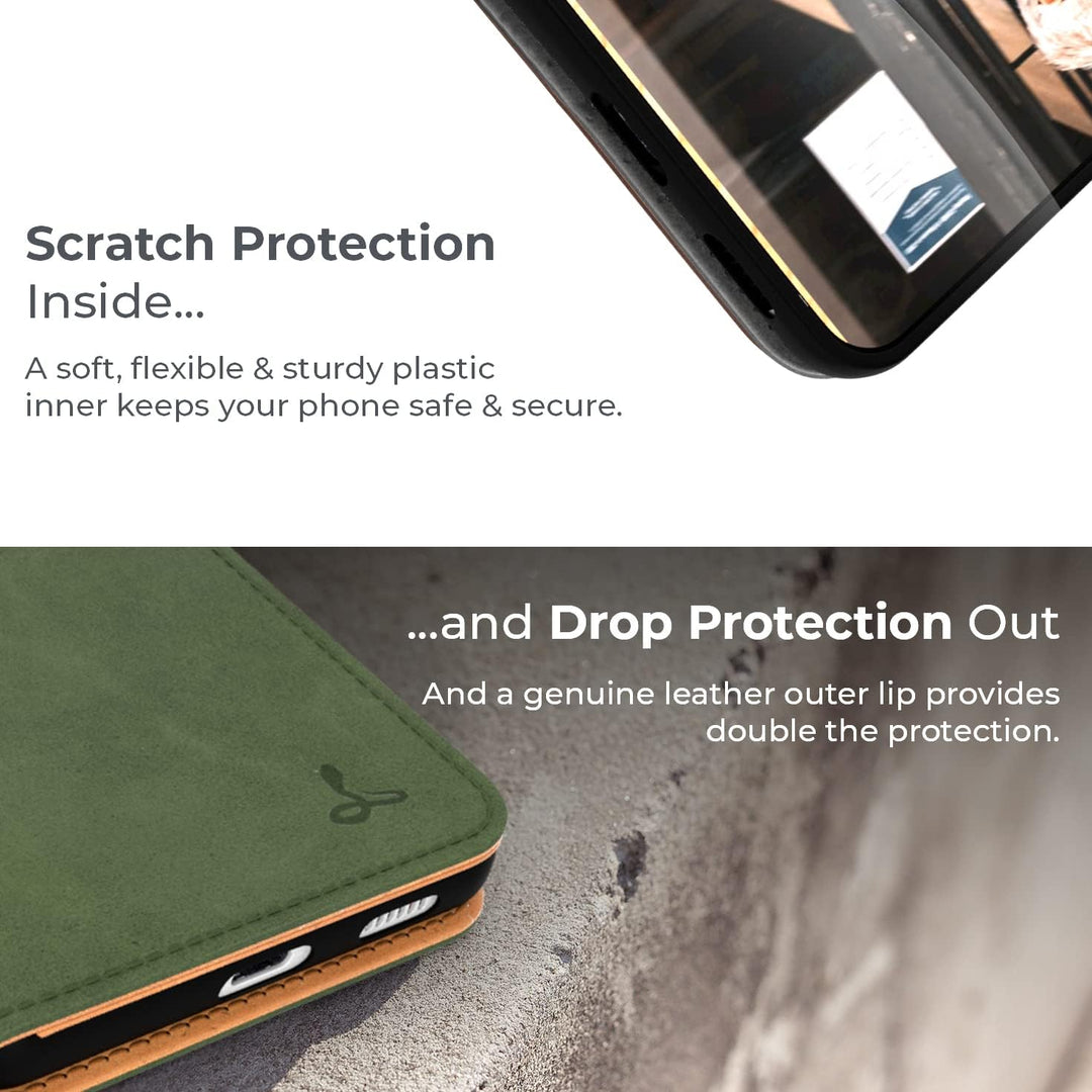 Snakehive Galaxy S21 FE 5G Hülle Leder | Stylische Handyhülle mit Kartenhalter & Standfuss | Handyhü