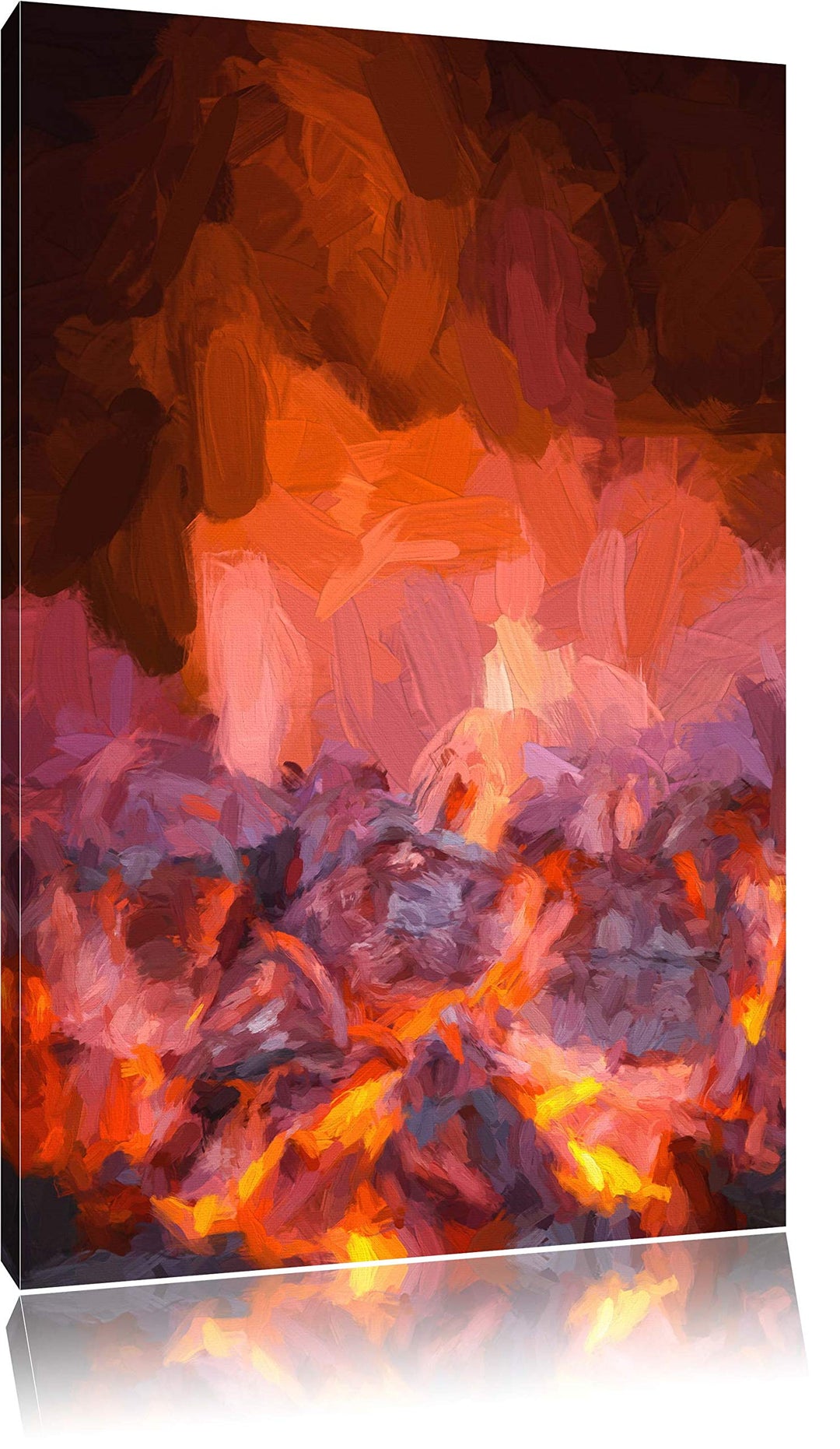 Pixxprint Loderndes Feuer als Leinwandbild/Grösse: 100x70 / Wandbild/Kunstdruck/fertig bespannt, 100