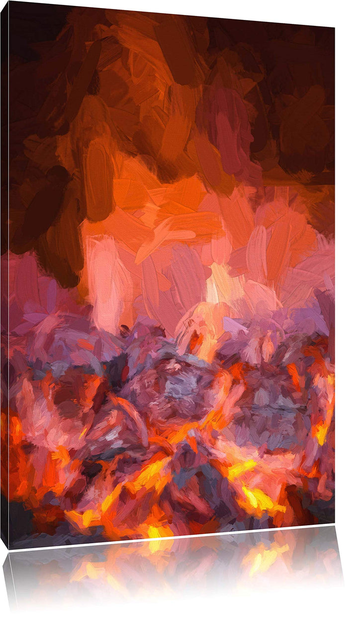 Pixxprint Loderndes Feuer als Leinwandbild/Grösse: 100x70 / Wandbild/Kunstdruck/fertig bespannt, 100