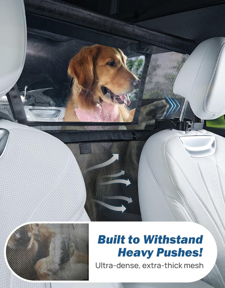 JOYTUTUS Hundegitter Auto, Schutznetz Barriere Trennnetz, mit Sichtfenster, Universal Hunde Trenngit
