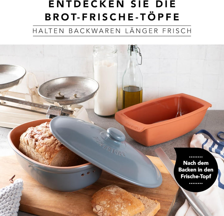 RÖMERTOPF Brotbackform aus Keramik Kastenform für 1Kg Backgut 31,5cm Brottopf zum Backen von Brot &
