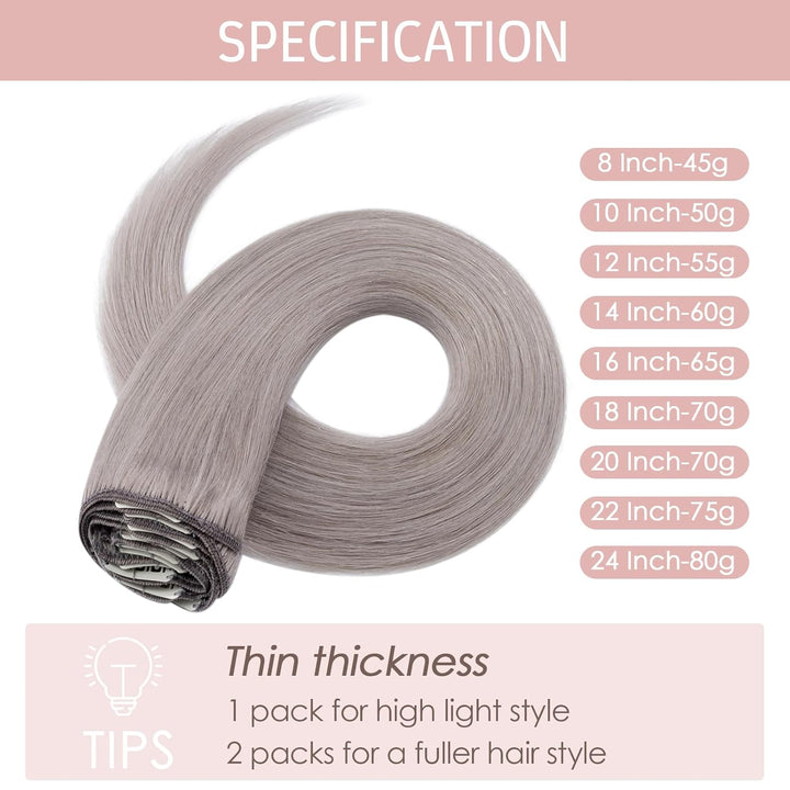 Silk-co Echthaar Clip In Extensions 8 Tressen 18 Clips 50g, Hair Extensions, Remy Echthaar Clip In E