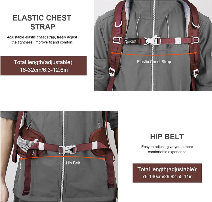 MOUNTAINTOP 40L Wanderrucksack Herren Damen Trekkingrucksack Outdoor Rucksäcke mit Regenhülle für Ca