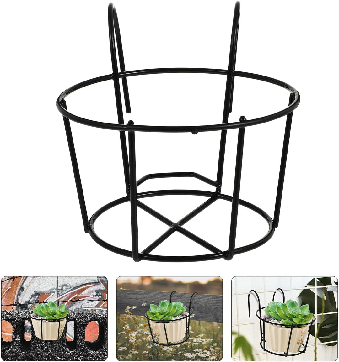 HEMOTON Metall Blumentopfhalter 2 Stück Schwarz Hängekorb Für Balkon Und Terrasse Pflanzenständer 22