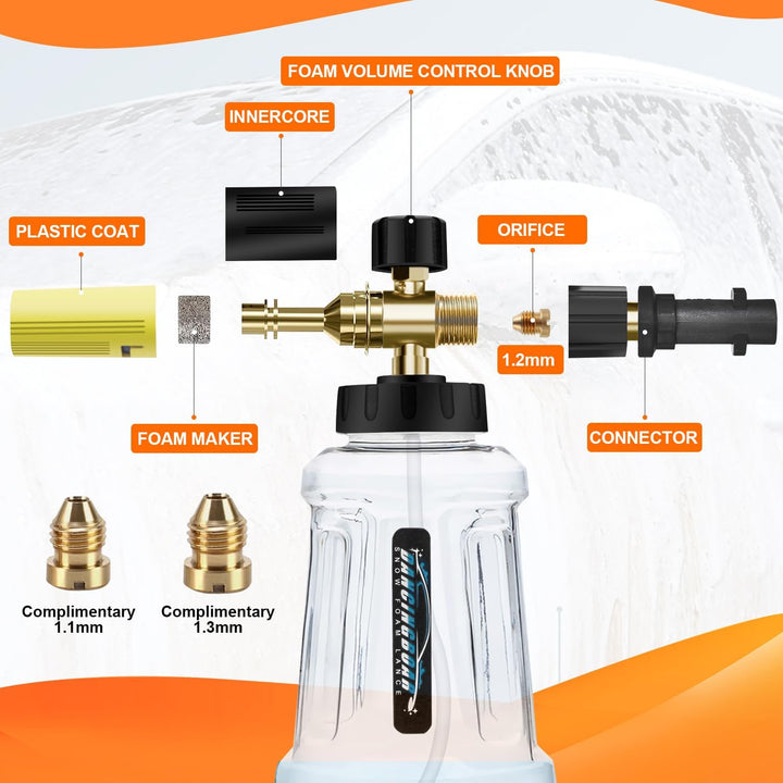 Verbesserte Schaumlanze Schaumkanone für Kärcher K-Serie K2 K3 K4 K5 K6 K7 Hochdruckreiniger, 1L Sch