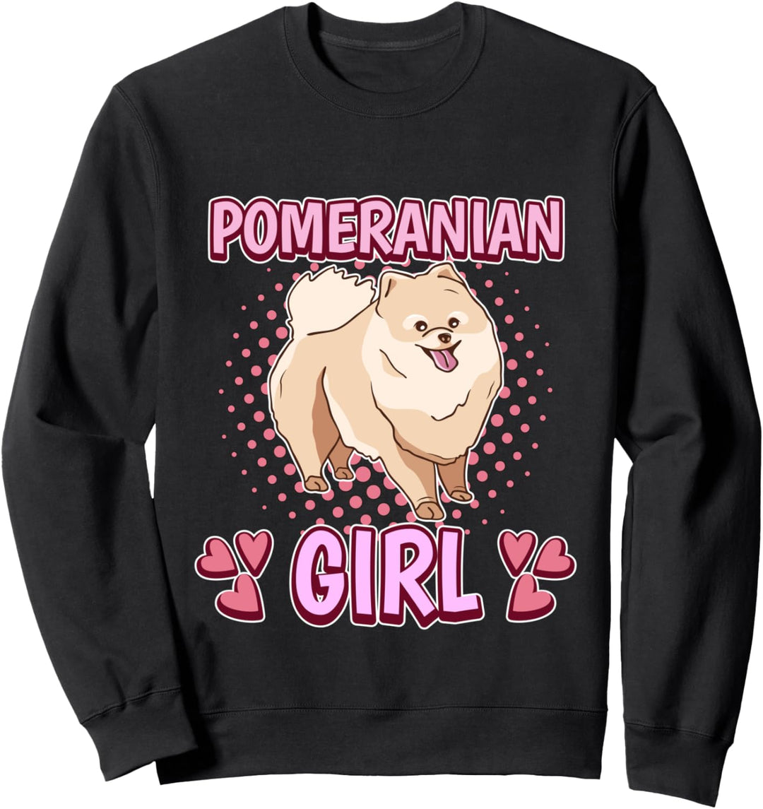 Damen Pomeranian Girl Mädchen Zwergspitz Sweatshirt