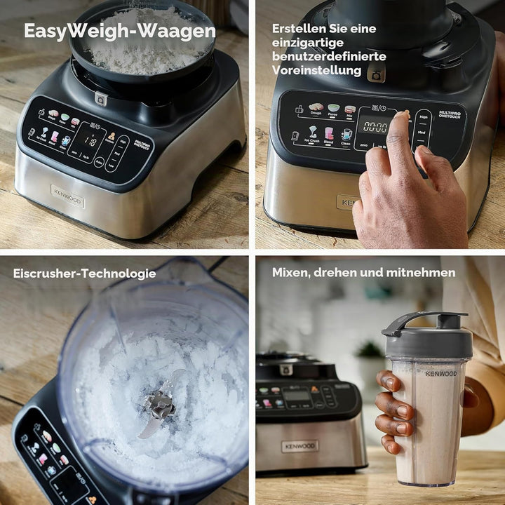 Kenwood MultiPro OneTouch FDM73.850SS – 3-in-1 Kompakt-Küchenmaschine & Mixer, 12 Zubehörteile, 6 Au