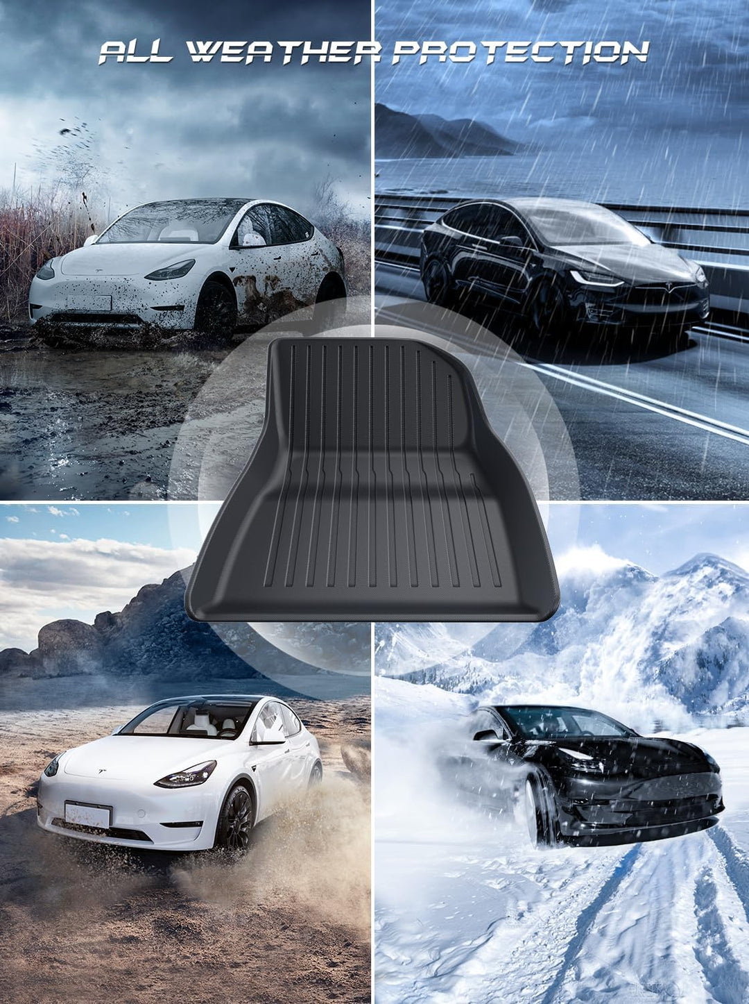 3 Stück Fussmatten für Tesla Model 3 2026, Model 3 Highland 2026, Allwetter-Kofferraumschutz Fussmat