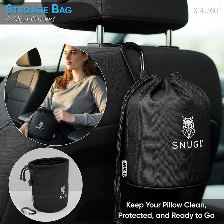SNUGL Auto Kopfstütze Kissen - Memory Foam Auto Nackenkissen | Zwei Verstellbare Riemen | Atmungsakt