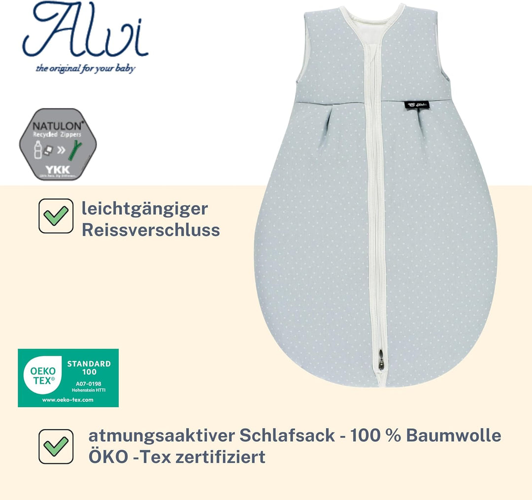 Alvi Schlafsack Baby Mäxchen light I leichter Babyschlafsack ärmellos I Sommerschlafsack Jungen und