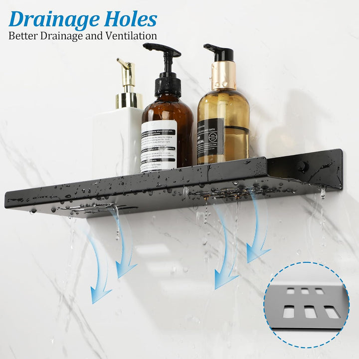 SAYAYO Wandregal Schwarz 40cm Duschablage Schweberegal Regal Schwarz Shampoo Halterung für Dusche 2