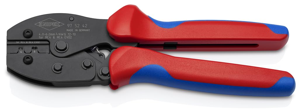 KNIPEX PreciForce, Crimpzange für MC4-/MC4 EVO 2-Steckverbinder, 4/6 mm², F-Crimp, MC4-Stecker, 97 5