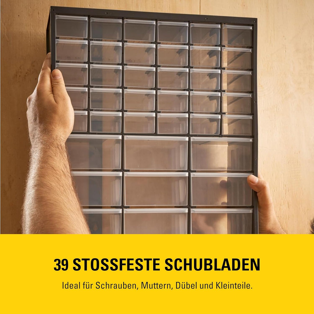 Stanley Aufbewahrungsbox (mit 39 Schubfächern, Masse 36.5 x 43.5 x 15.5 cm, geeignet für Wandmontage